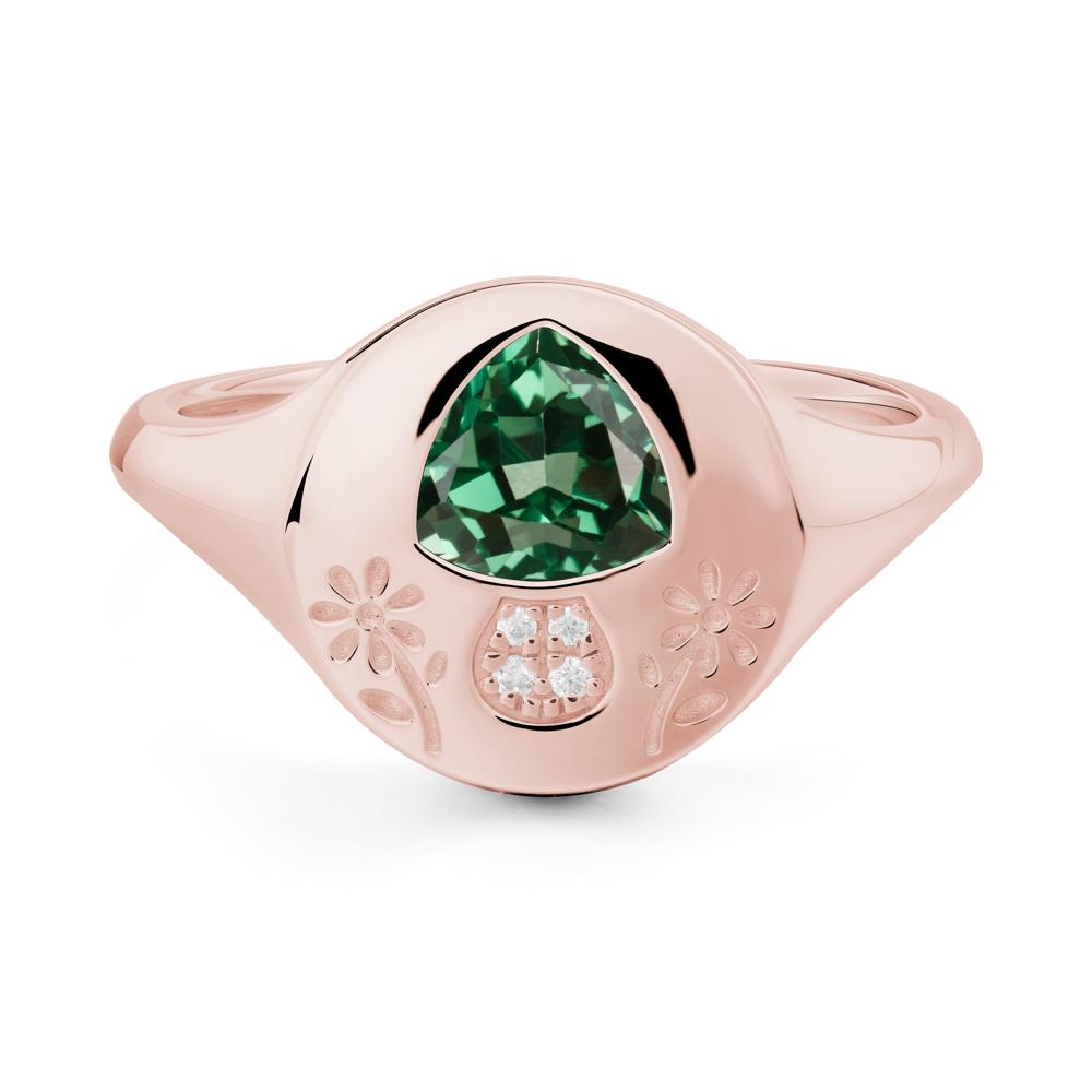 Trillion Cut Green Sapphire Signet Ring - LUO Jewelry #metal_18k rose gold
