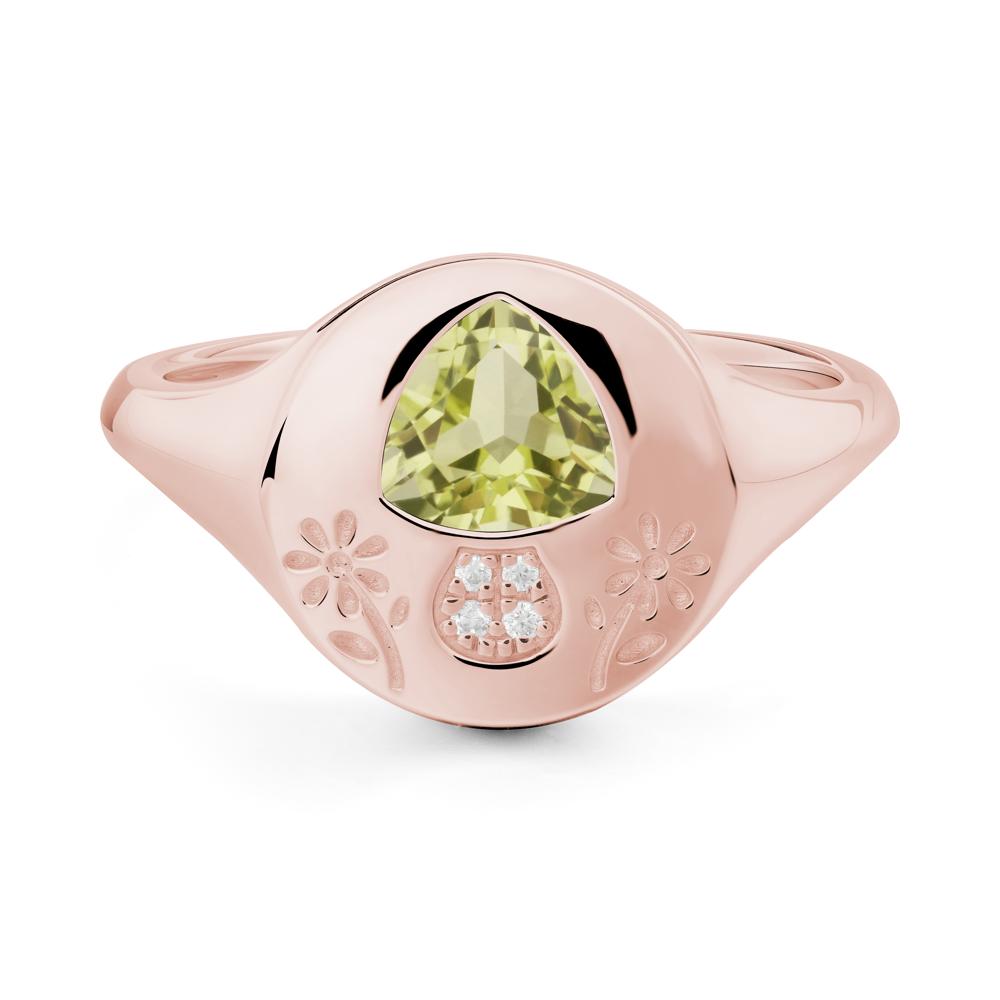 Bezel Set Lemon Quartz Signet Ring - LUO Jewelry #metal_18k rose gold