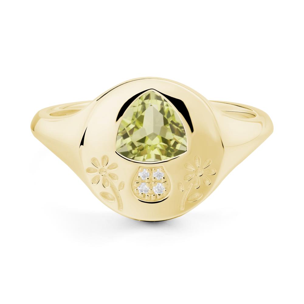 Bezel Set Lemon Quartz Signet Ring - LUO Jewelry #metal_18k yellow gold