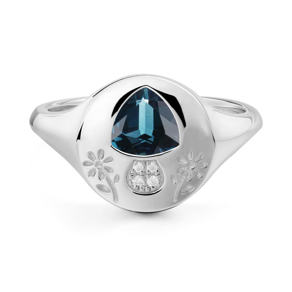 Signet Trillion Cut London Blue Topaz Ring - LUO Jewelry #metal_sterling silver