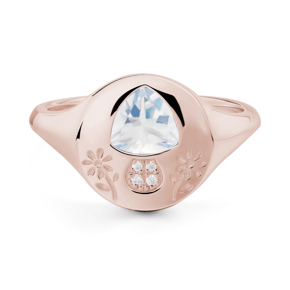 Trillion Cut Moonstone Signet Ring - LUO Jewelry #metal_14k rose gold