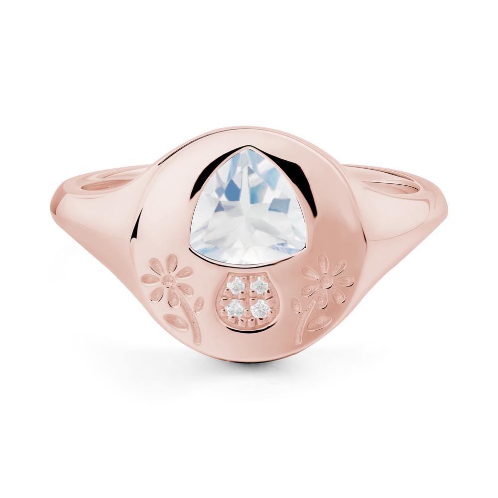 Trillion Cut Moonstone Signet Ring - LUO Jewelry #metal_18k rose gold