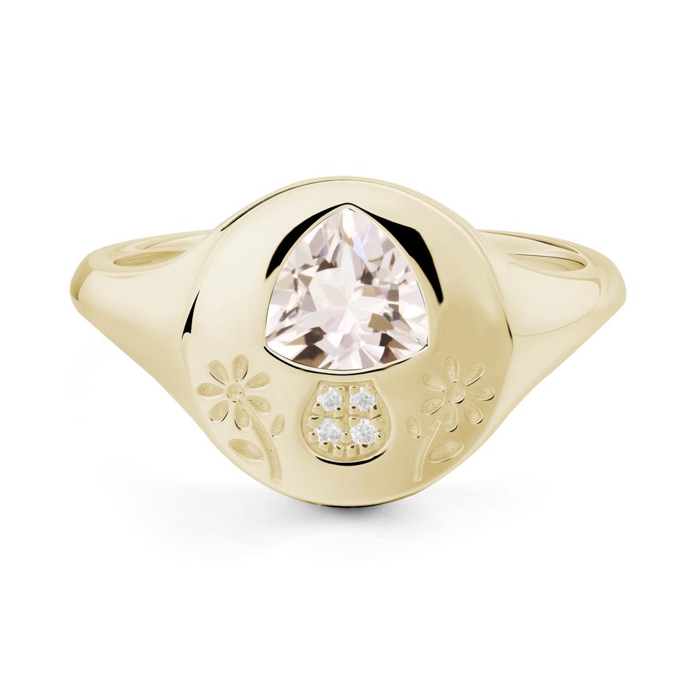 Trillion Cut Morganite Signet Ring - LUO Jewelry #metal_14k yellow gold