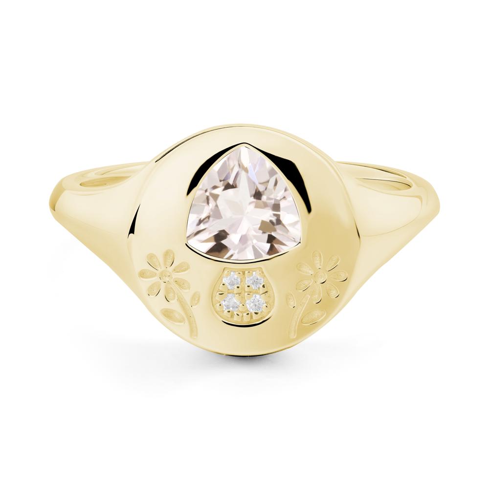 Trillion Cut Morganite Signet Ring - LUO Jewelry #metal_18k yellow gold