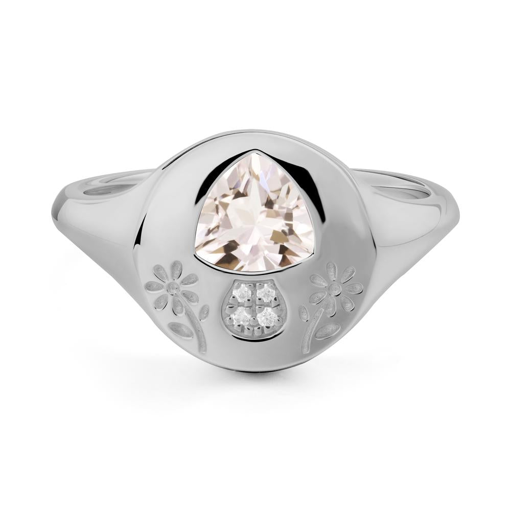 Trillion Cut Morganite Signet Ring - LUO Jewelry #metal_platinum