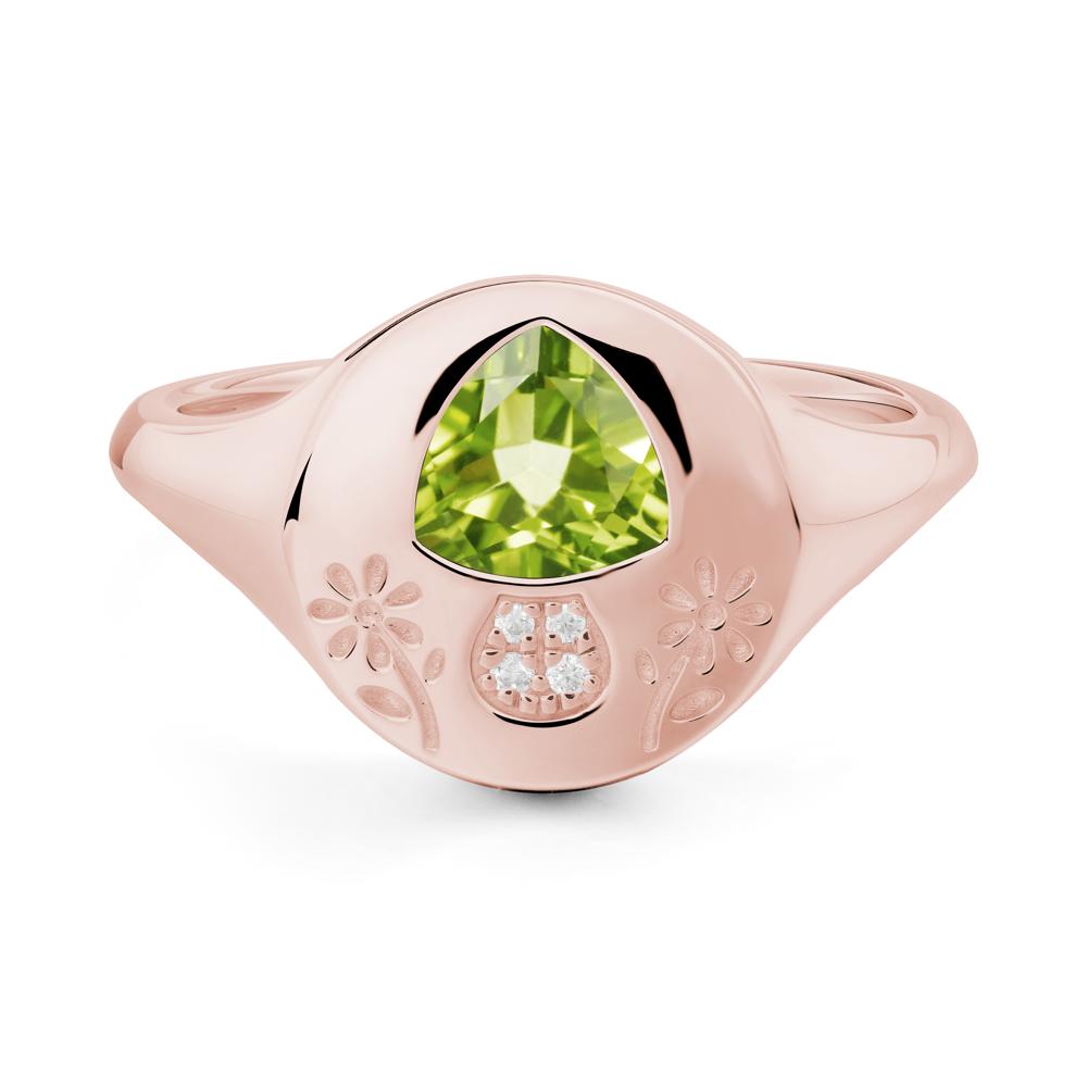 Bezel Set Peridot Signet Ring - LUO Jewelry #metal_18k rose gold
