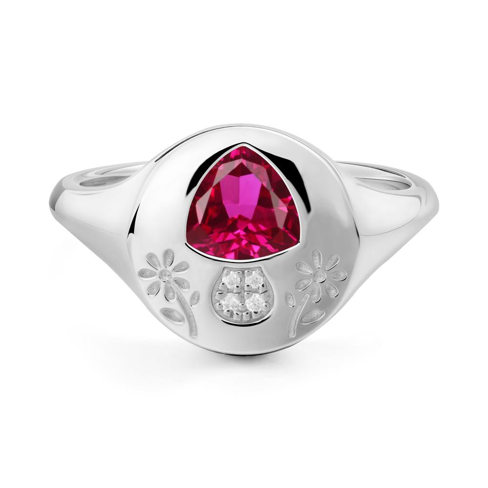 Bezel Set Ruby Signet Ring - LUO Jewelry #metal_18k white gold