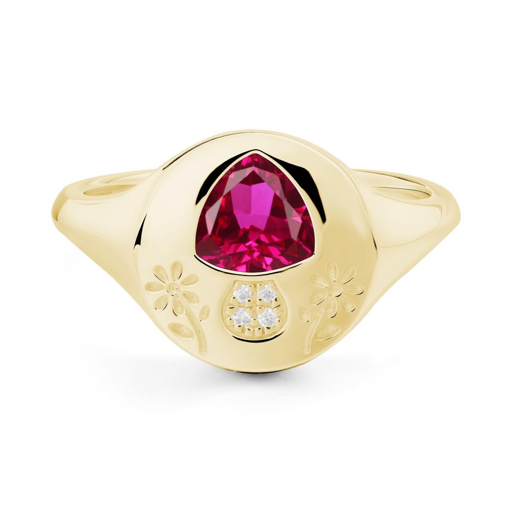 Bezel Set Ruby Signet Ring - LUO Jewelry #metal_18k yellow gold