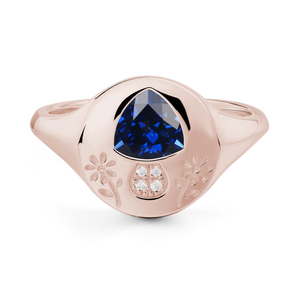 Trillion Cut Sapphire Signet Ring - LUO Jewelry #metal_14k rose gold
