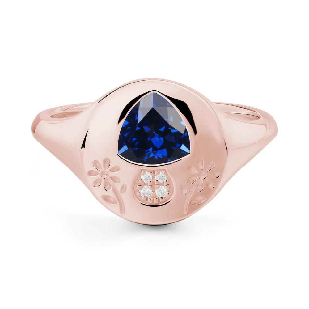 Trillion Cut Sapphire Signet Ring - LUO Jewelry #metal_18k rose gold
