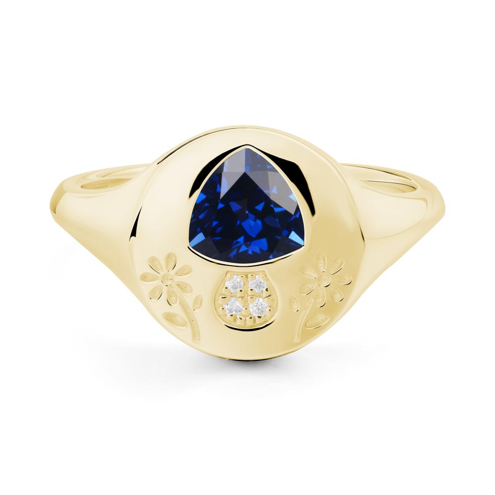 Trillion Cut Sapphire Signet Ring - LUO Jewelry #metal_18k yellow gold