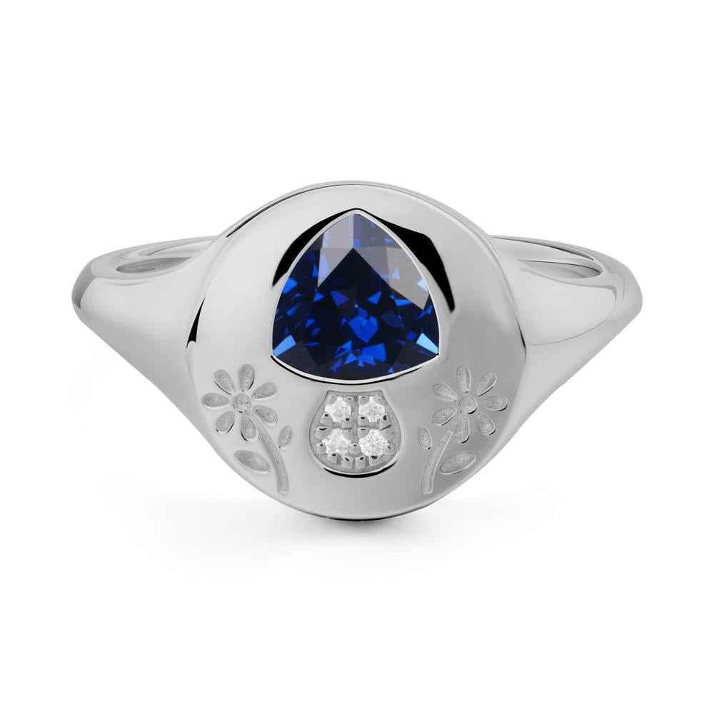 Trillion Cut Sapphire Signet Ring - LUO Jewelry #metal_platinum