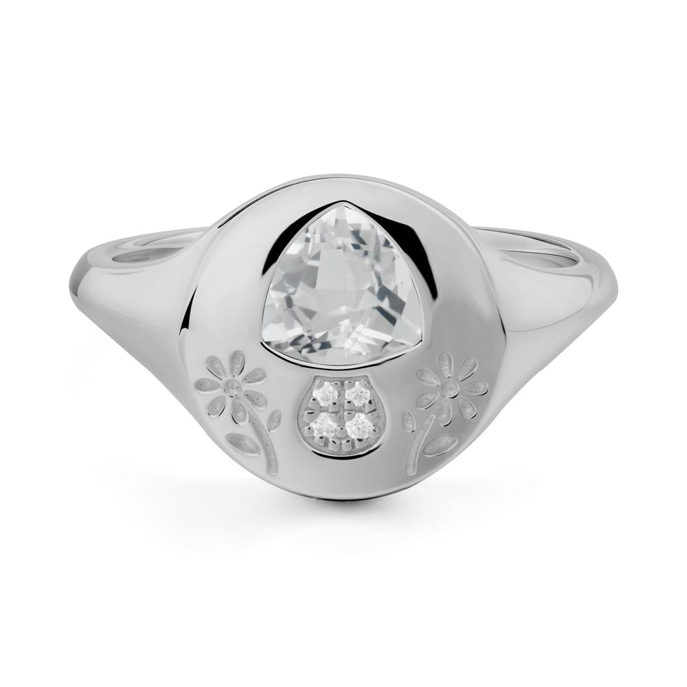 Signet Trillion Cut White Topaz Ring - LUO Jewelry #metal_platinum