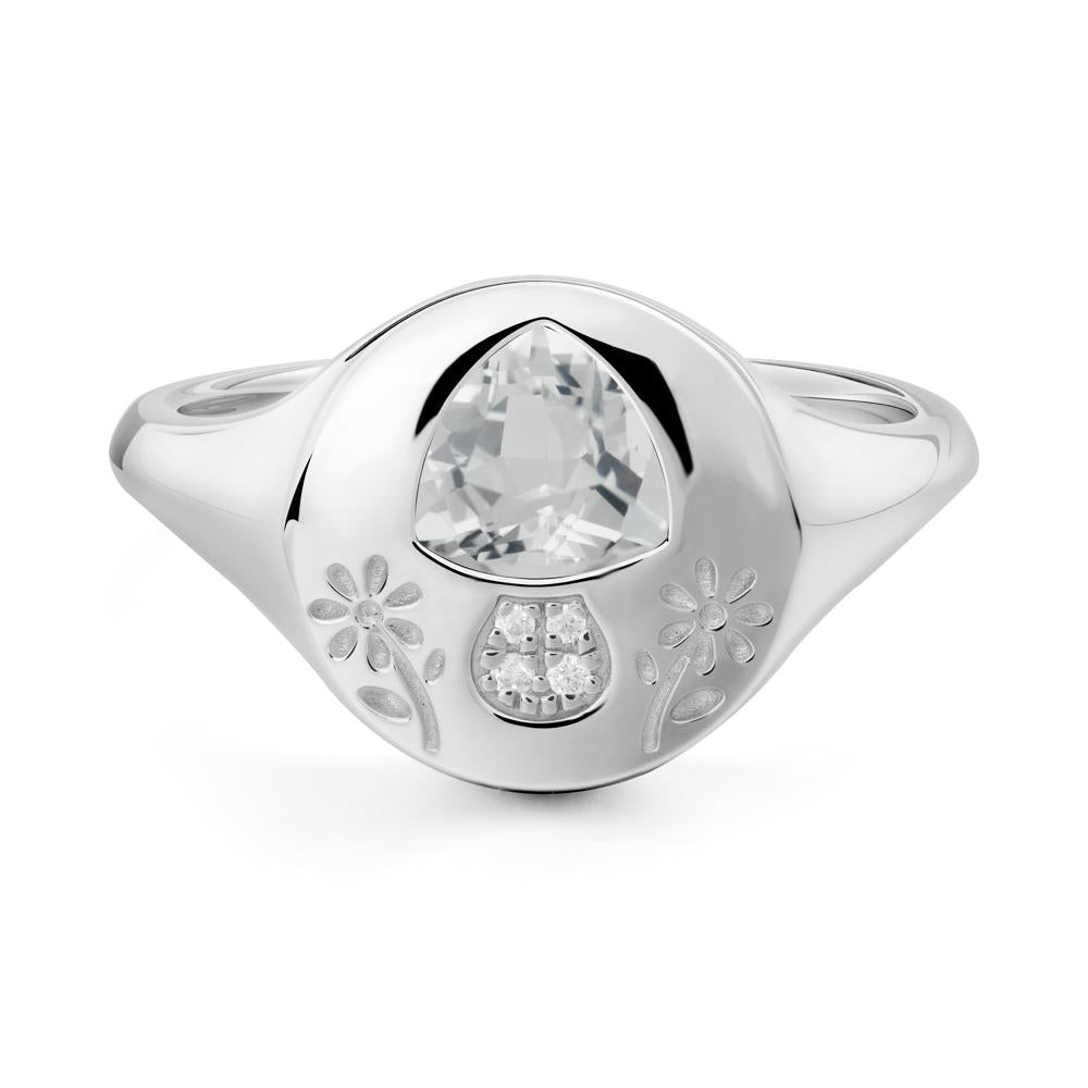 Signet Trillion Cut White Topaz Ring - LUO Jewelry #metal_sterling silver