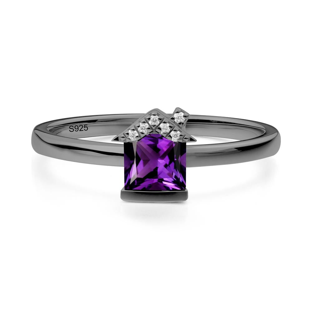 Creative Princess Cut Amethyst Ring - LUO Jewelry #metal_black finish sterling silver