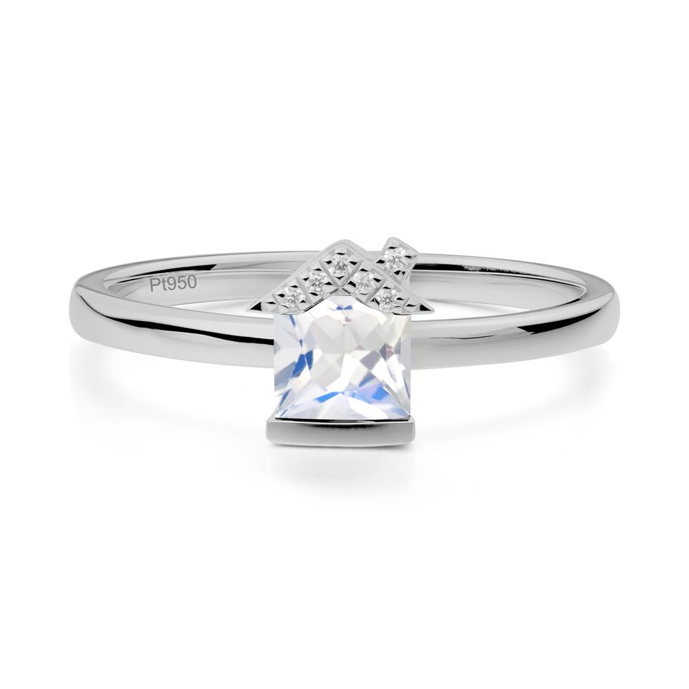Creative Princess Cut Moonstone Ring - LUO Jewelry #metal_platinum