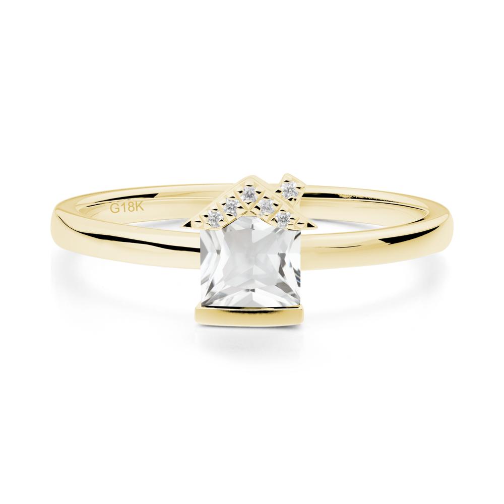 Creative Princess Cut White Topaz Ring - LUO Jewelry #metal_18k yellow gold