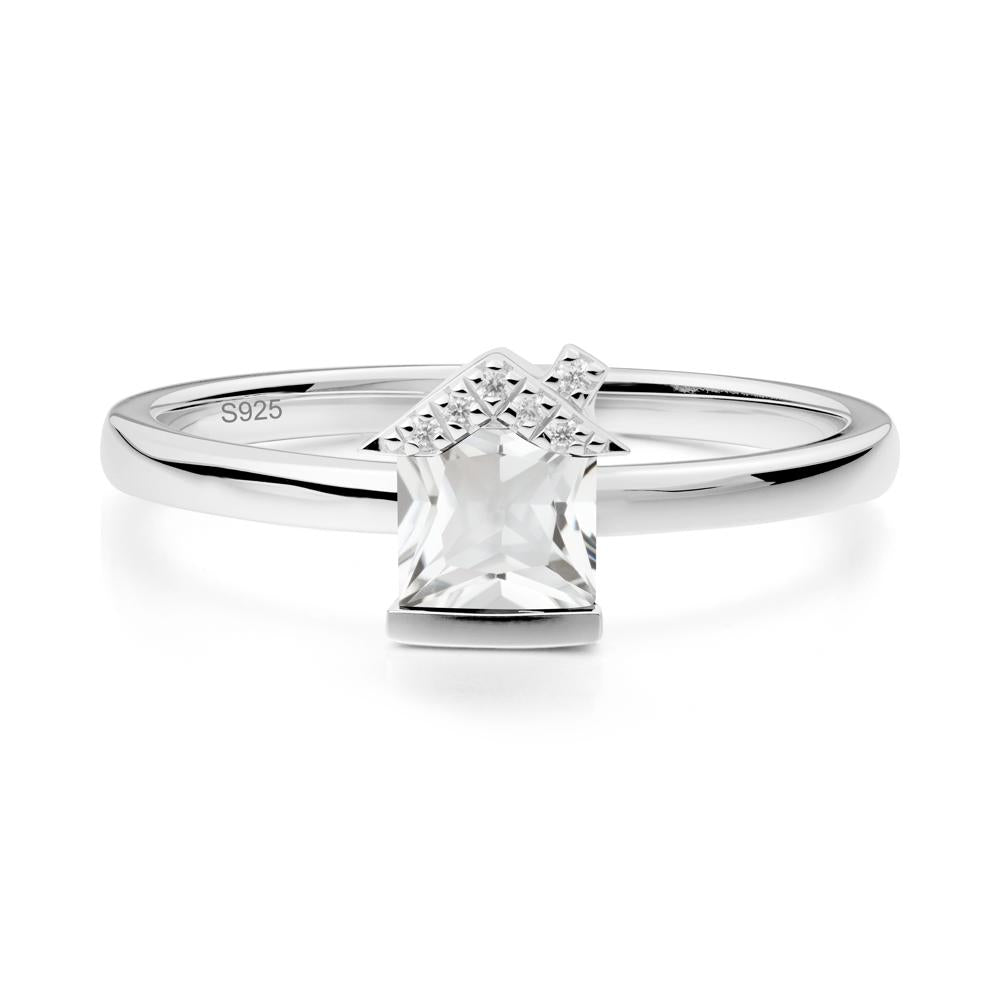 Creative Princess Cut White Topaz Ring - LUO Jewelry #metal_sterling silver