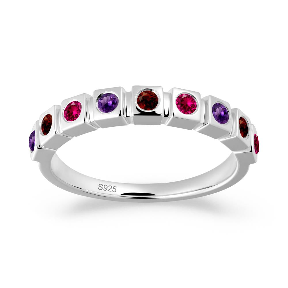 Amethyst and Ruby and Garnet Multi-Stone Ring - LUO Jewelry #metal_sterling silver