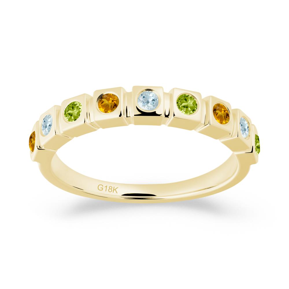 Rainbow Aquamarine and Peridot and Citrine Eternity Ring - LUO Jewelry #metal_18k yellow gold