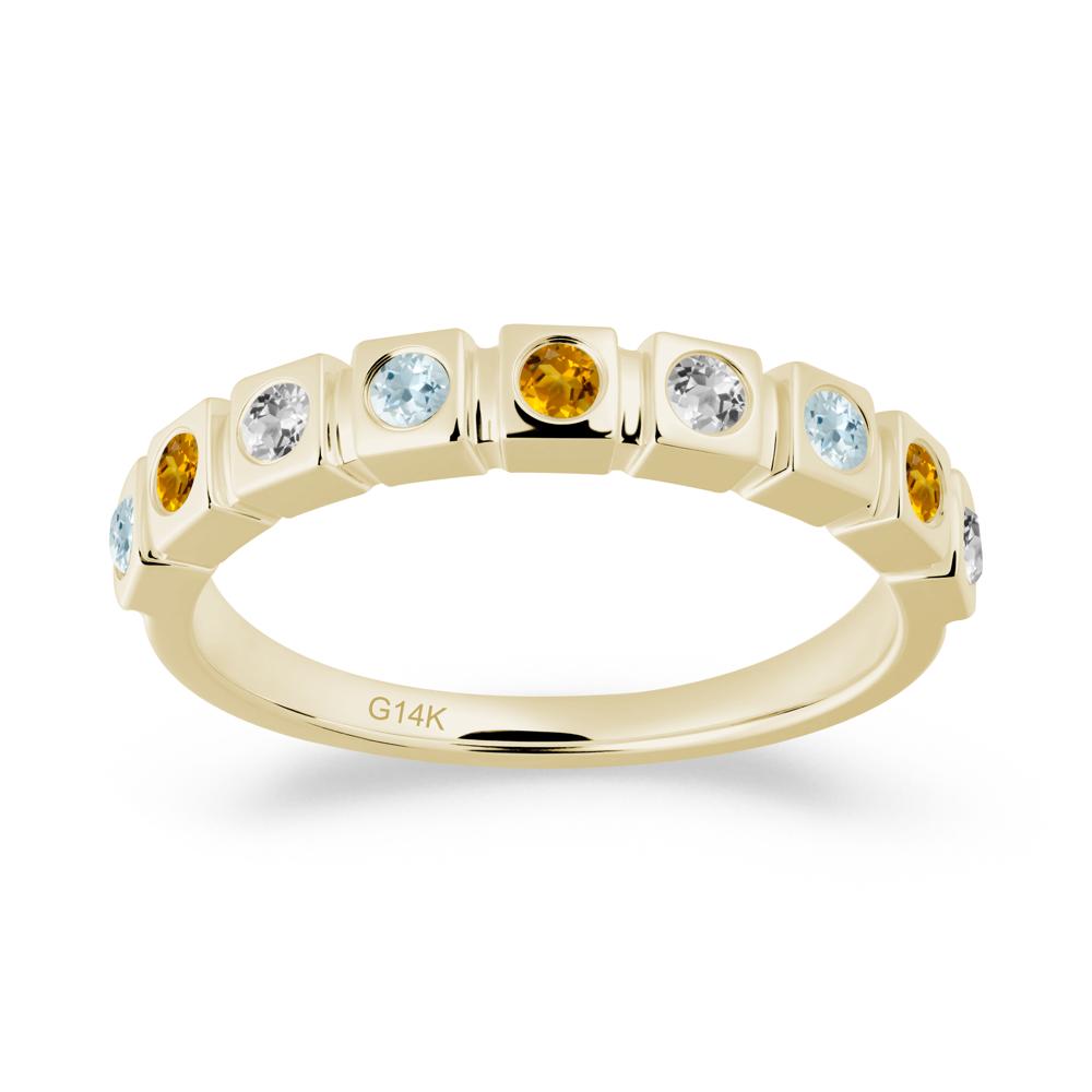 White Topaz and Aquamarine and Citrine Multi-Stone Ring - LUO Jewelry #metal_14k yellow gold