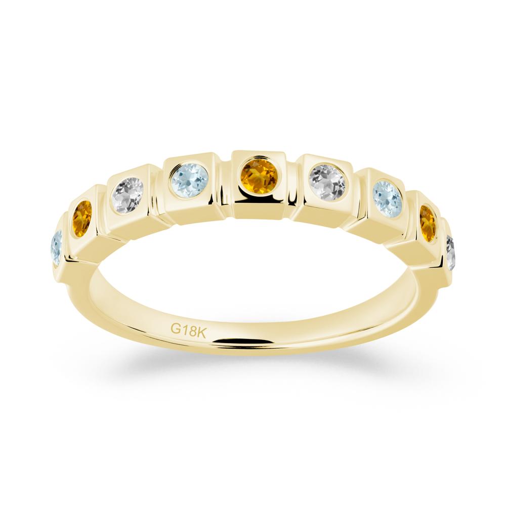 White Topaz and Aquamarine and Citrine Multi-Stone Ring - LUO Jewelry #metal_18k yellow gold