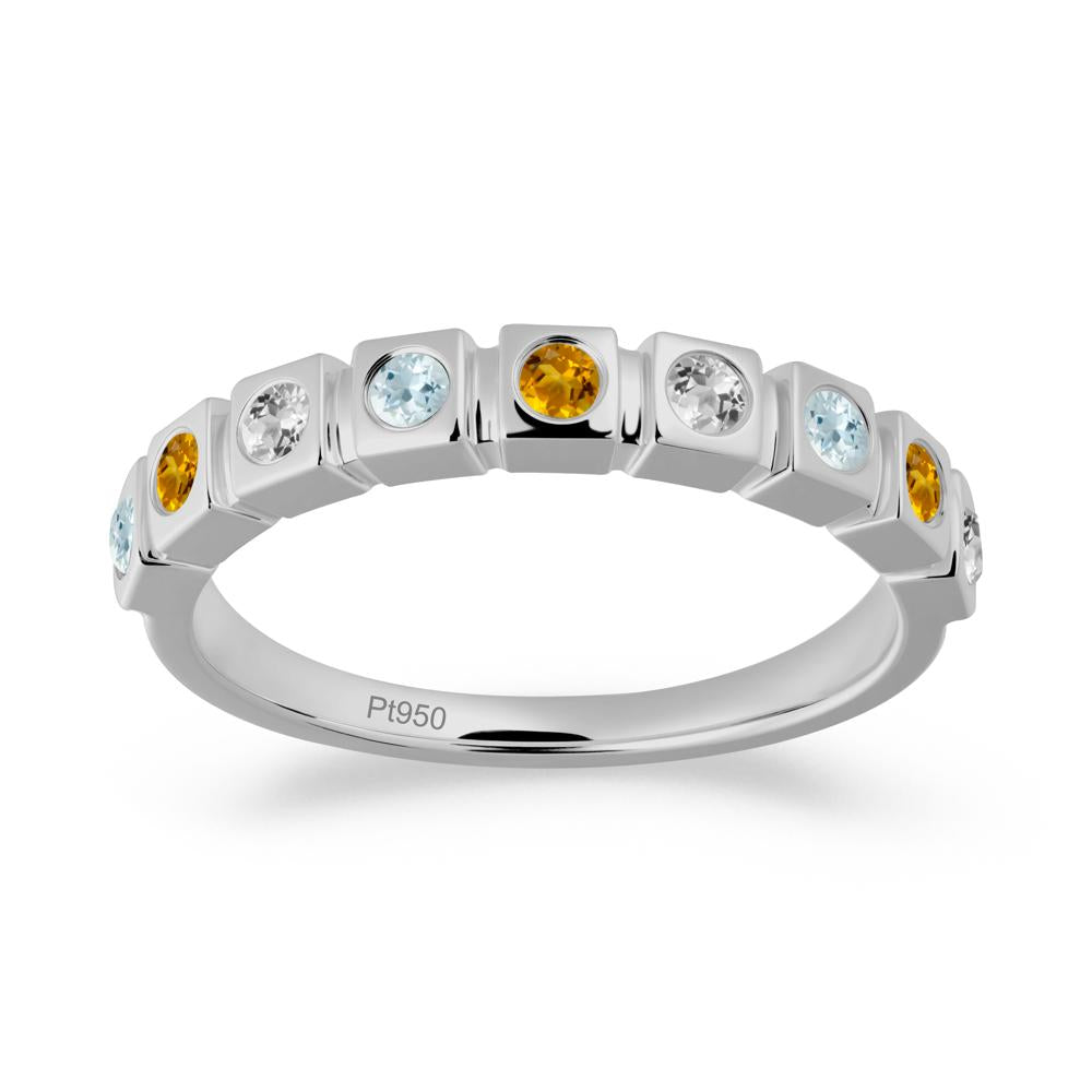 White Topaz and Aquamarine and Citrine Multi-Stone Ring - LUO Jewelry #metal_platinum