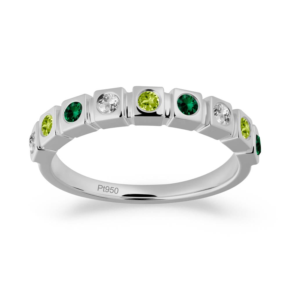 Peridot and Emerald and White Topaz Multi-Stone Ring - LUO Jewelry #metal_platinum
