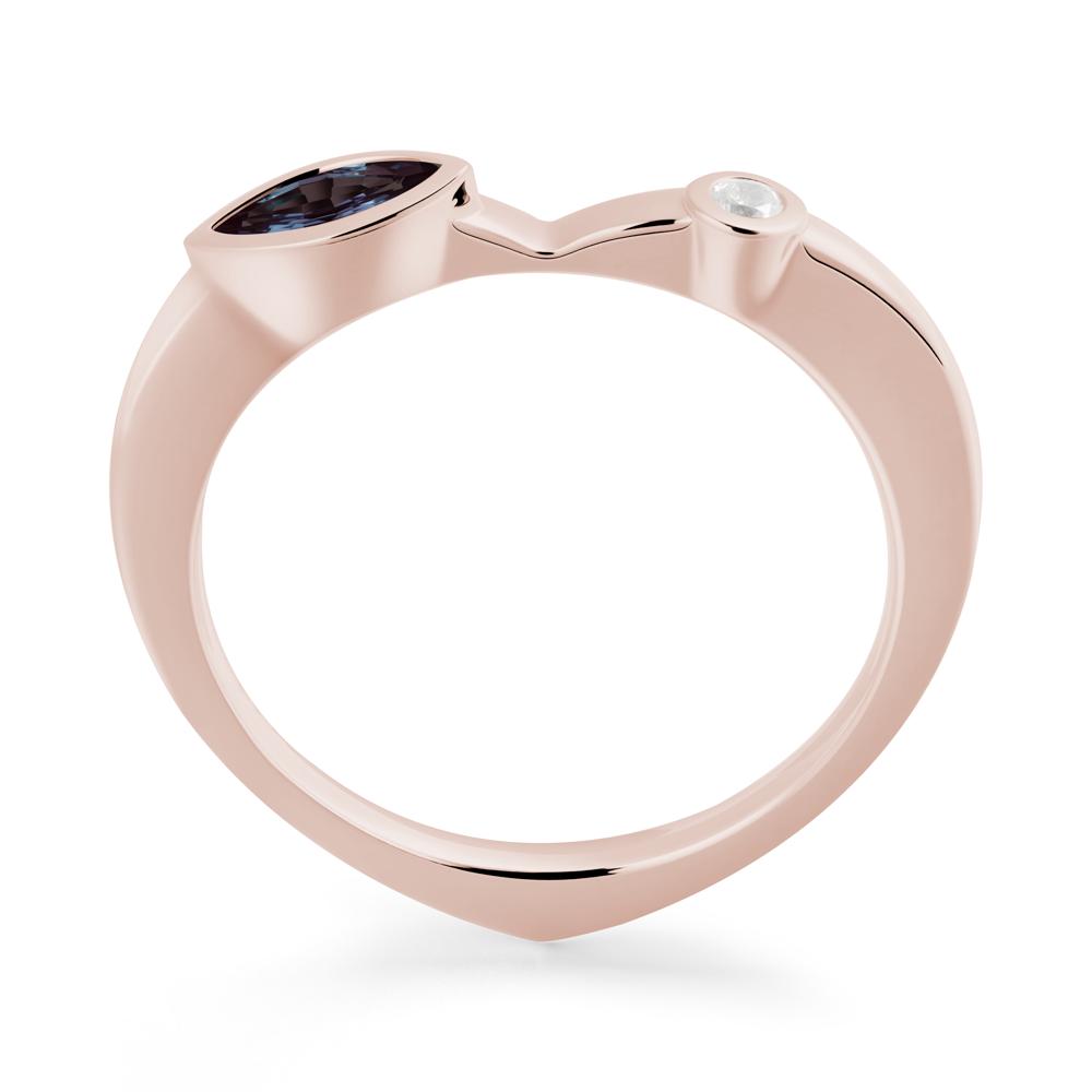Bezel Set Marquise Alexandrite Promise Ring - LUO Jewelry #metal_14k rose gold