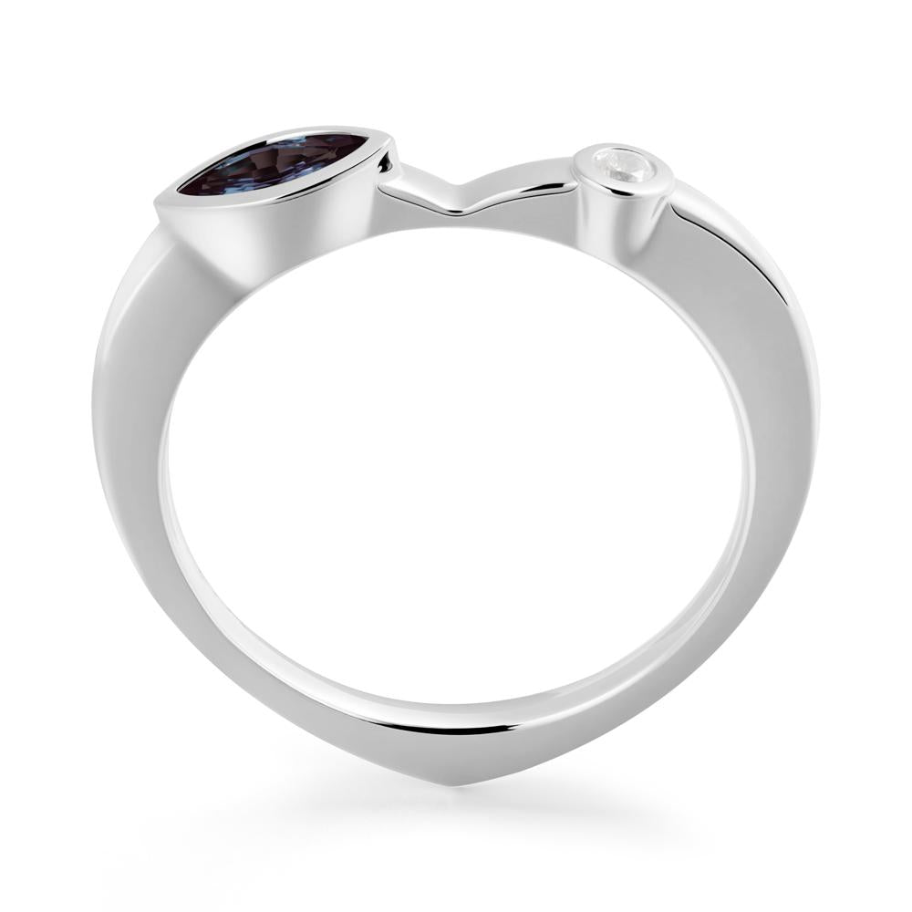 Bezel Set Marquise Alexandrite Promise Ring - LUO Jewelry #metal_14k white gold