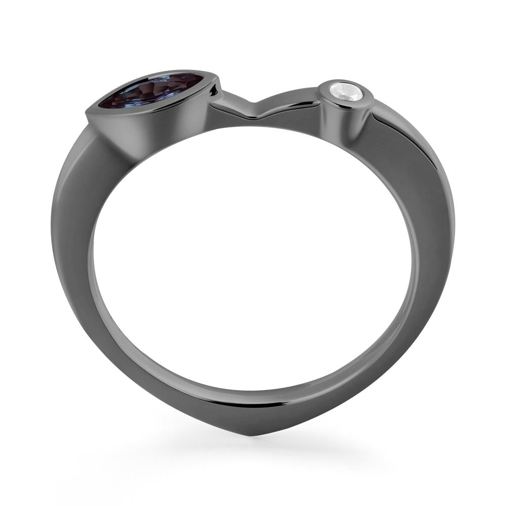 Bezel Set Marquise Alexandrite Promise Ring - LUO Jewelry #metal_black finish sterling silver
