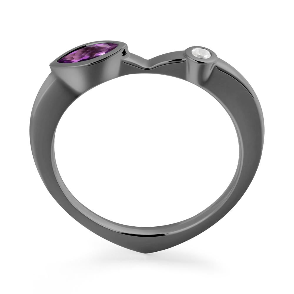 Amethyst Ring with Hidden Heart Design - LUO Jewelry #metal_black finish sterling silver