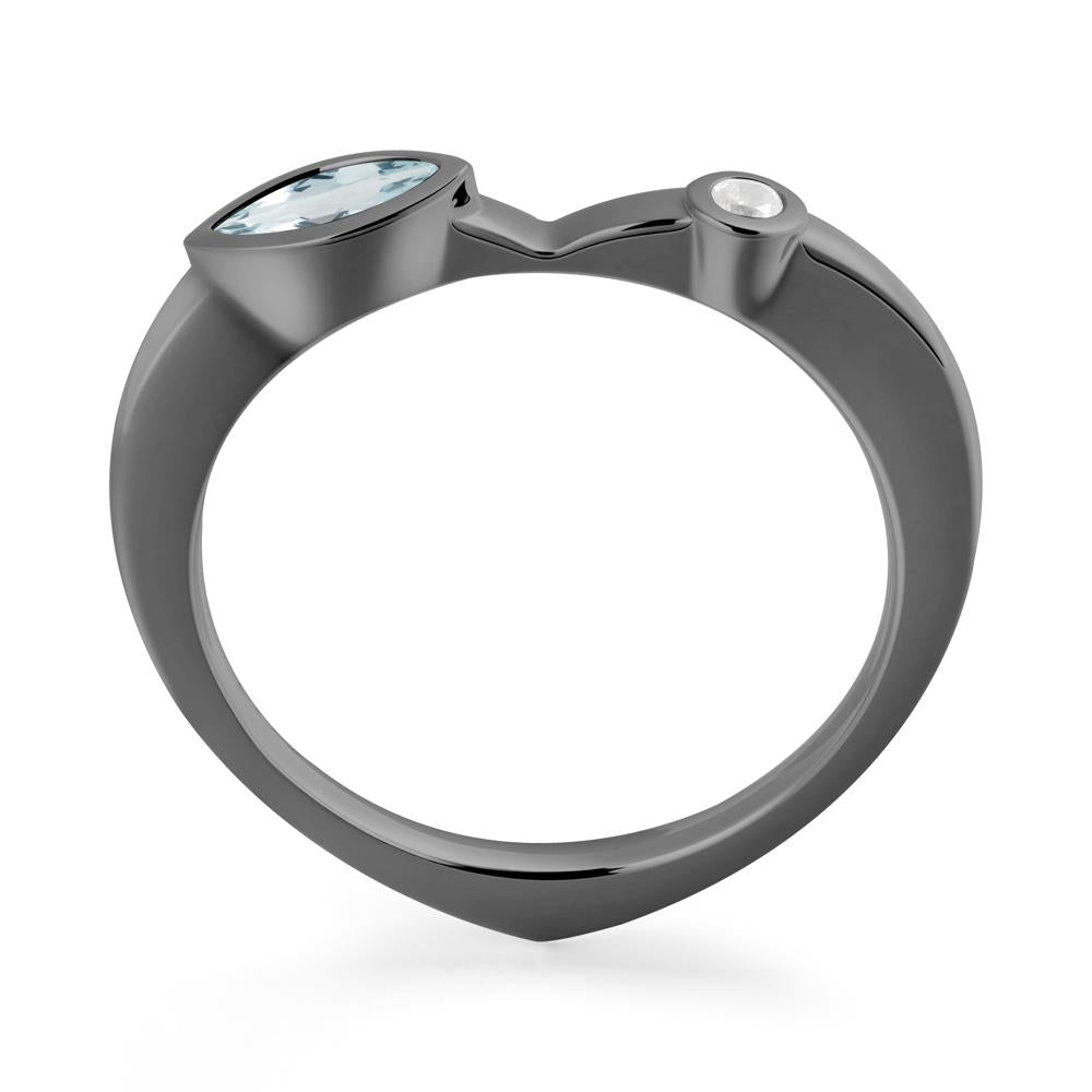 Aquamarine Ring with Hidden Heart Design - LUO Jewelry #metal_black finish sterling silver
