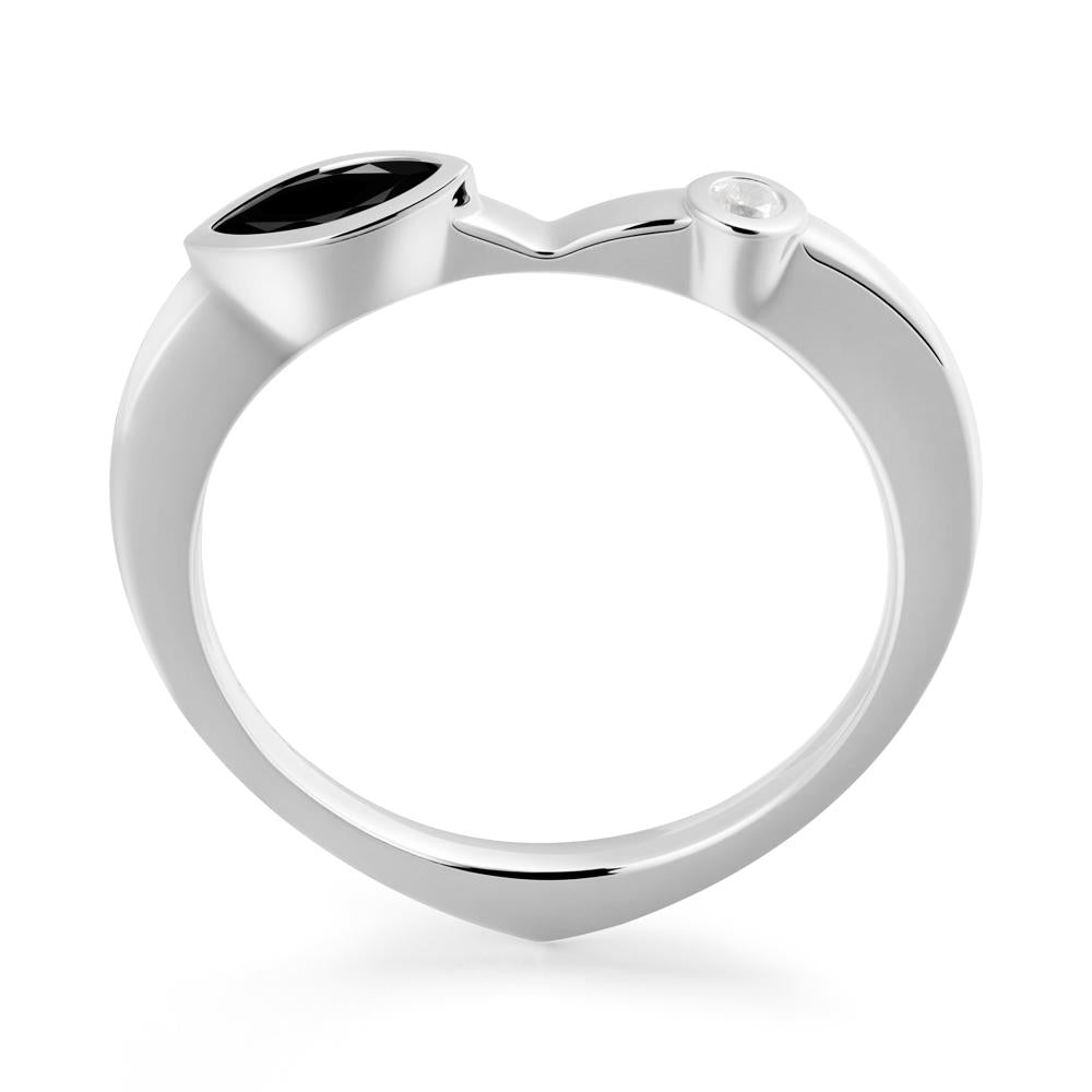 Black Spinel Ring with Hidden Heart Design - LUO Jewelry #metal_18k white gold