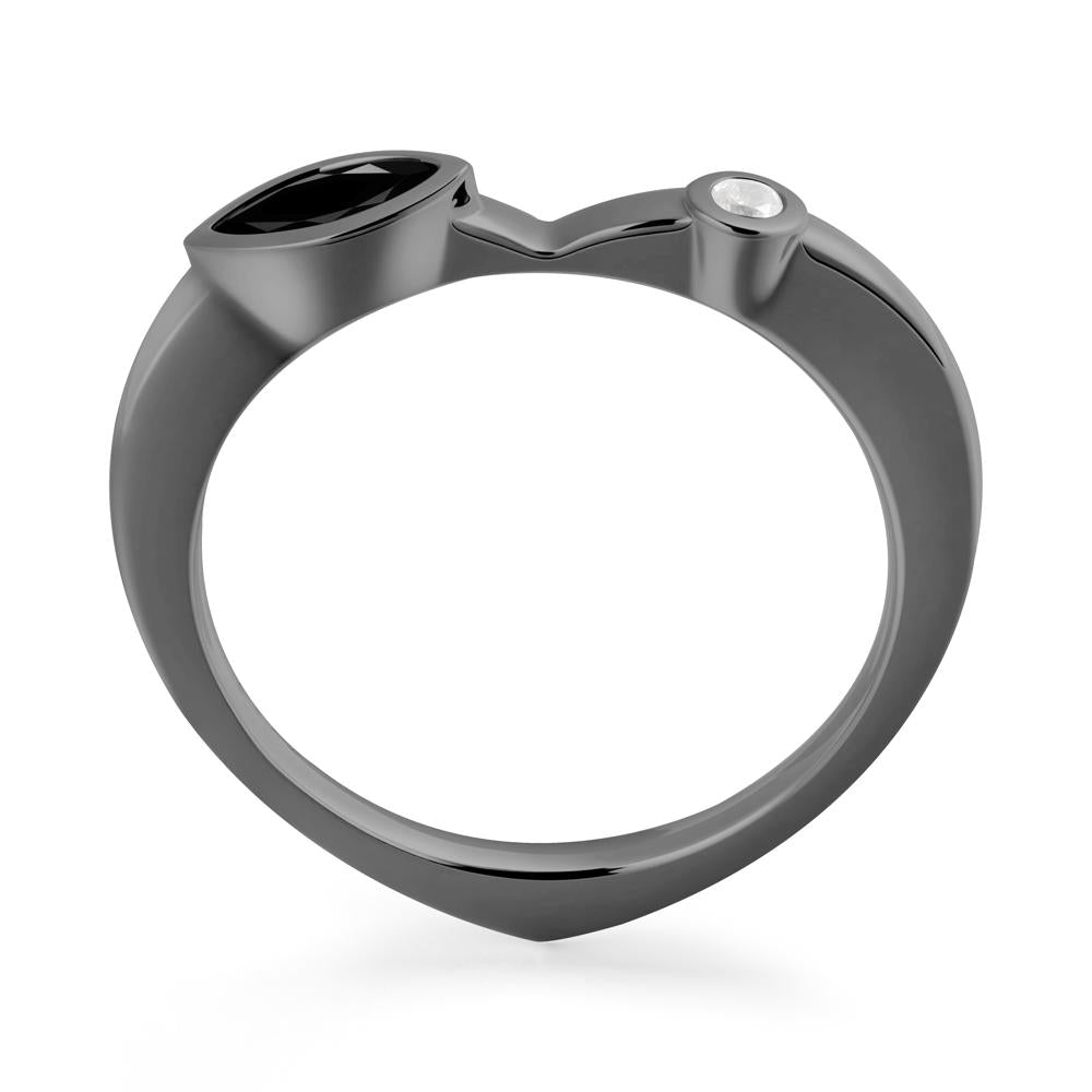Black Spinel Ring with Hidden Heart Design - LUO Jewelry #metal_black finish sterling silver