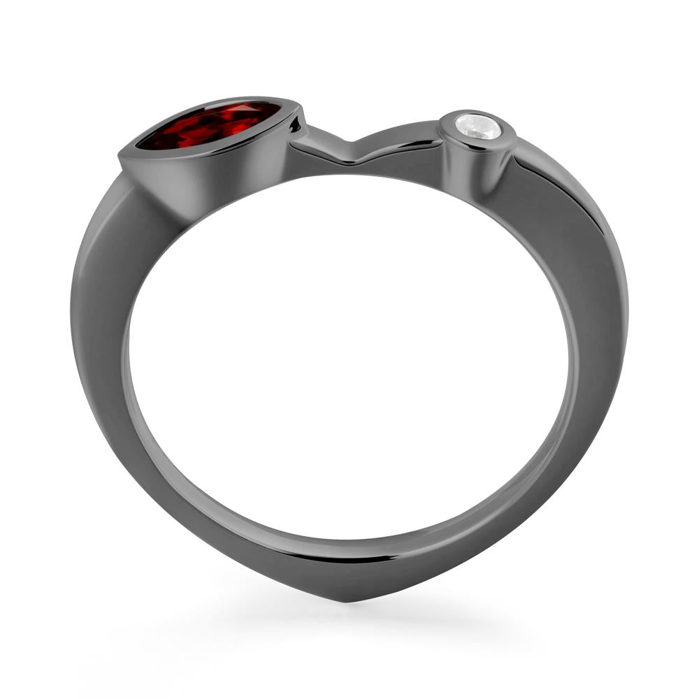 Bezel Set Marquise Garnet Promise Ring - LUO Jewelry #metal_black finish sterling silver