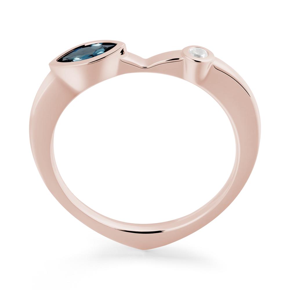 Bezel Set Marquise London Blue Topaz Promise Ring - LUO Jewelry #metal_14k rose gold