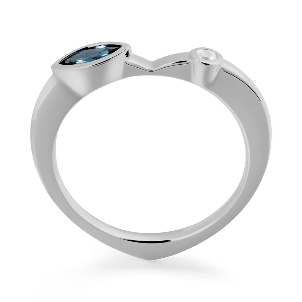 Bezel Set Marquise London Blue Topaz Promise Ring - LUO Jewelry #metal_platinum