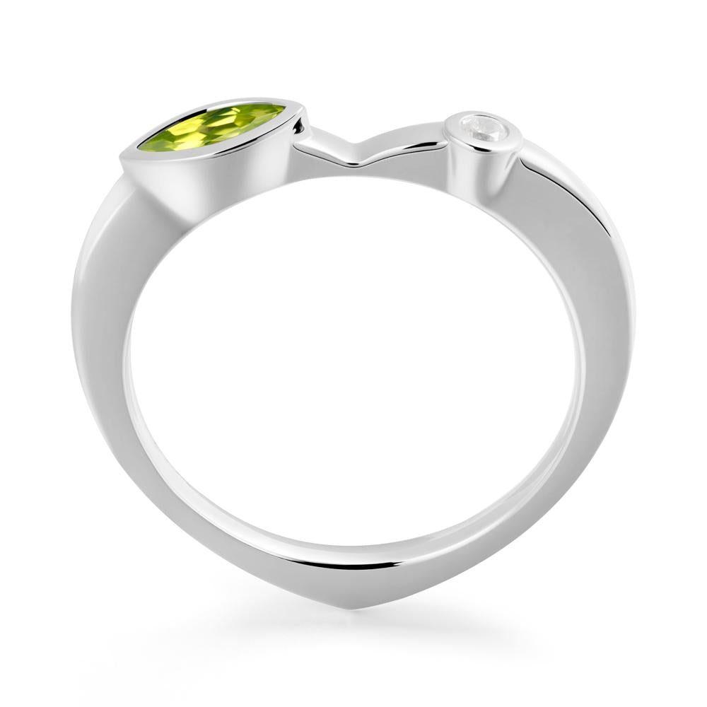 Bezel Set Marquise Peridot Promise Ring - LUO Jewelry #metal_14k white gold