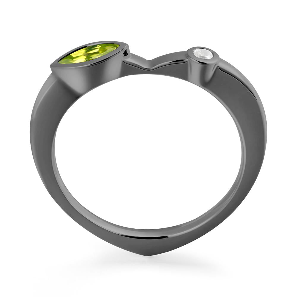 Bezel Set Marquise Peridot Promise Ring - LUO Jewelry #metal_black finish sterling silver