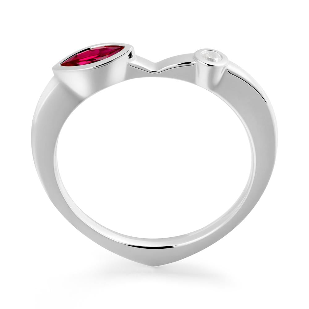 Bezel Set Marquise Ruby Promise Ring - LUO Jewelry #metal_14k white gold