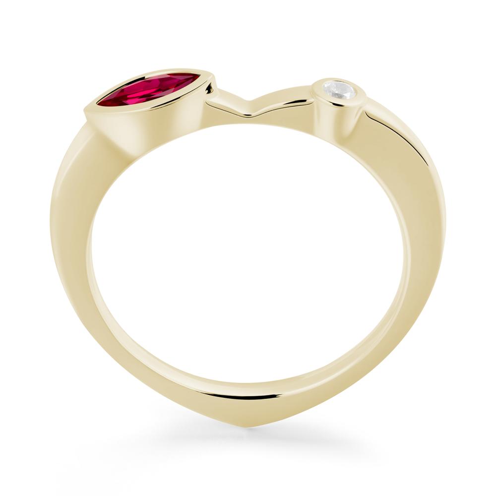 Bezel Set Marquise Ruby Promise Ring - LUO Jewelry #metal_14k yellow gold
