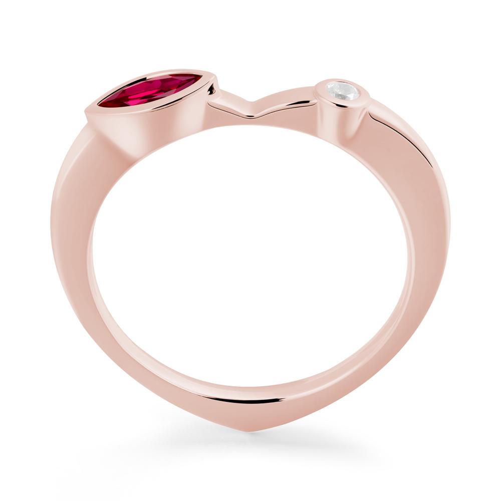 Bezel Set Marquise Ruby Promise Ring - LUO Jewelry #metal_18k rose gold