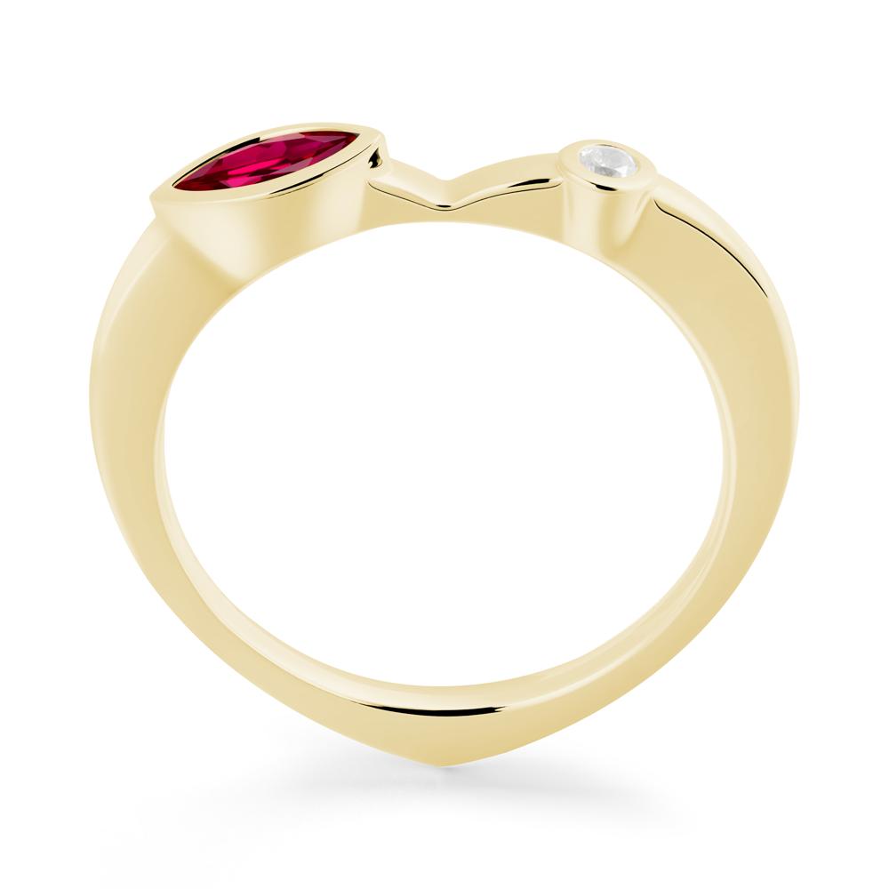 Bezel Set Marquise Ruby Promise Ring - LUO Jewelry #metal_18k yellow gold