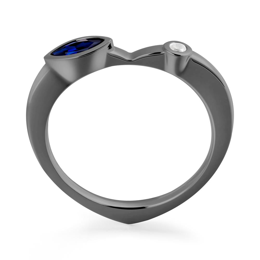 Sapphire Ring with Hidden Heart Design - LUO Jewelry #metal_black finish sterling silver