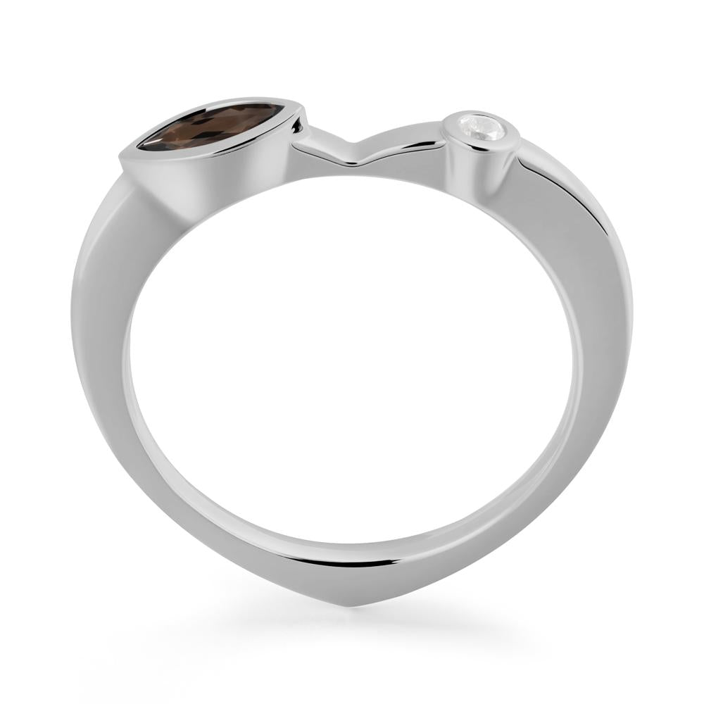 Bezel Set Marquise Smoky Quartz Promise Ring - LUO Jewelry #metal_platinum