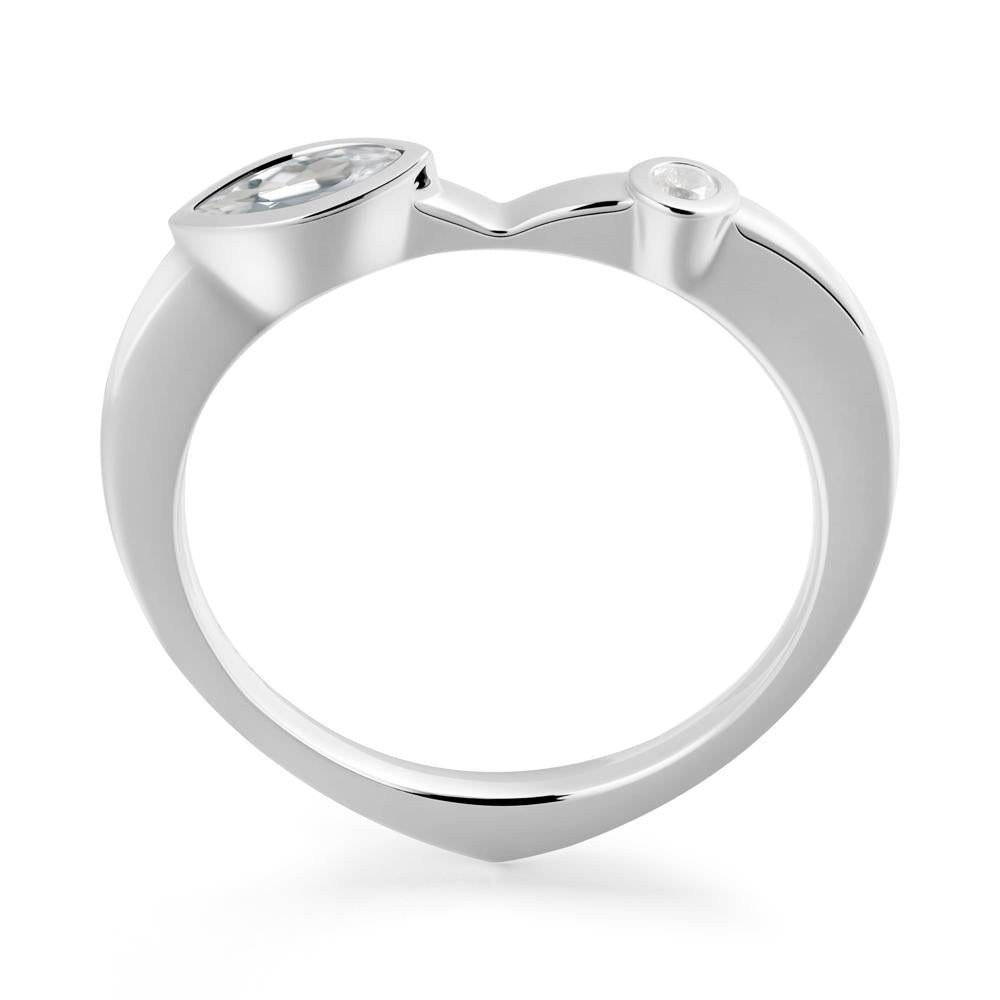 Bezel Set Marquise White Topaz Promise Ring - LUO Jewelry #metal_sterling silver