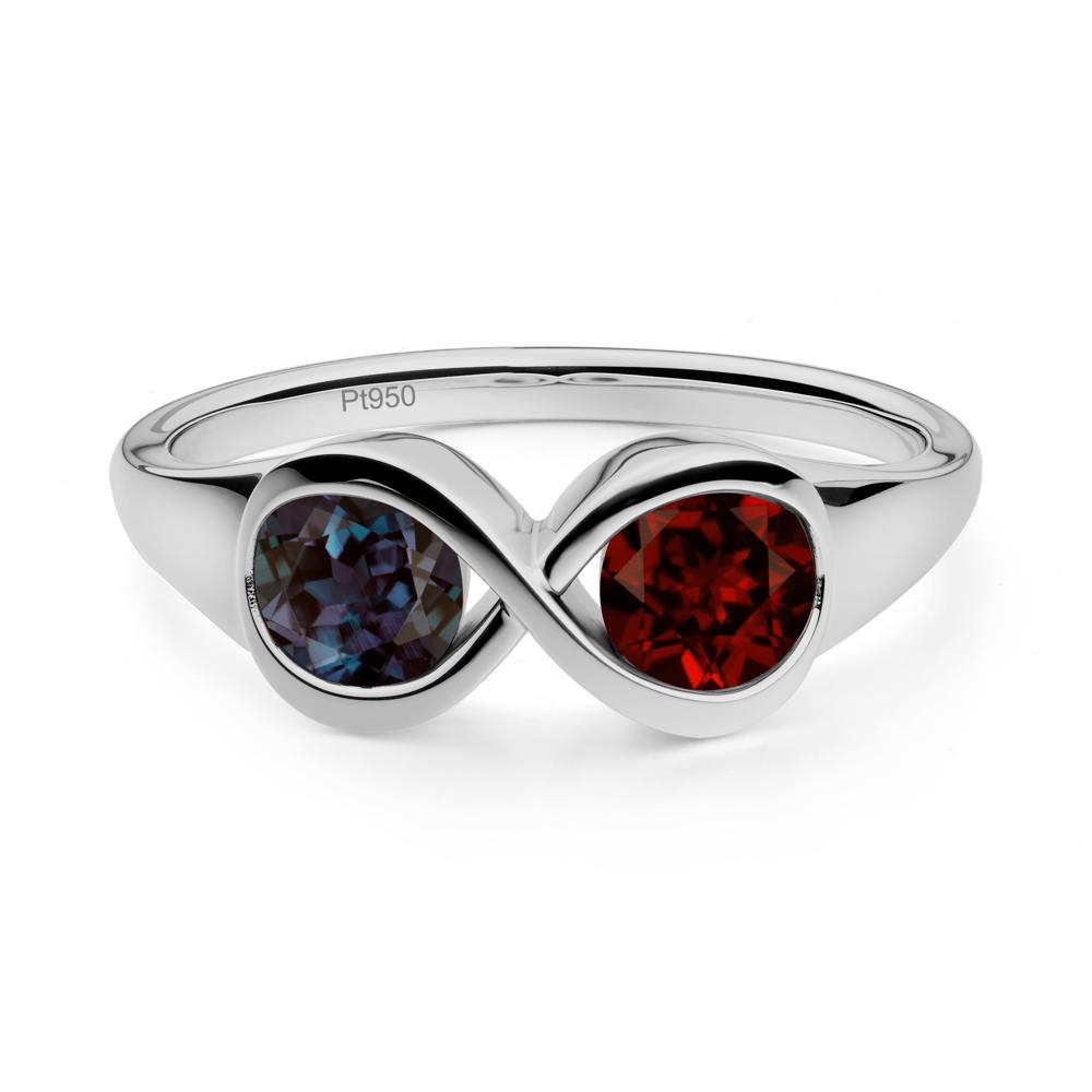 Infinity Toi Et Moi Alexandrite and Garnet Ring - LUO Jewelry #metal_platinum