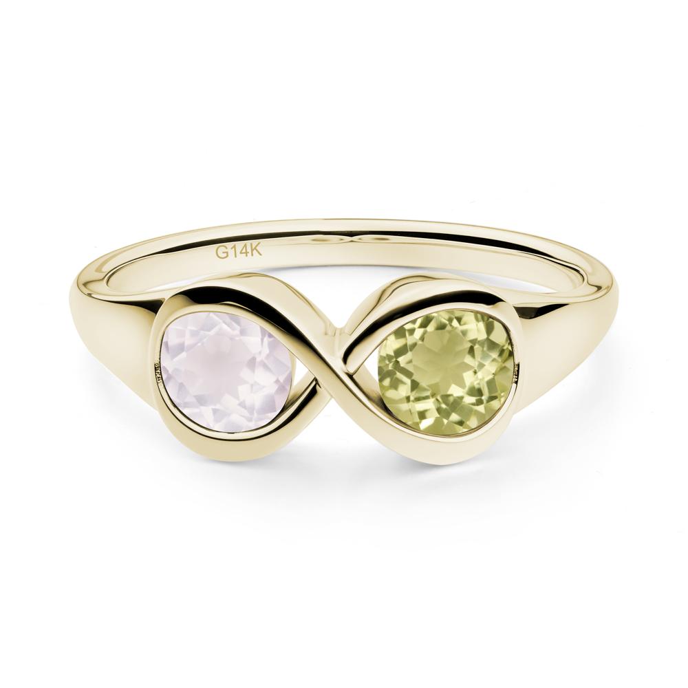 Infinity Toi Et Moi Lemon Quartz and Rose Quartz Ring - LUO Jewelry #metal_14k yellow gold