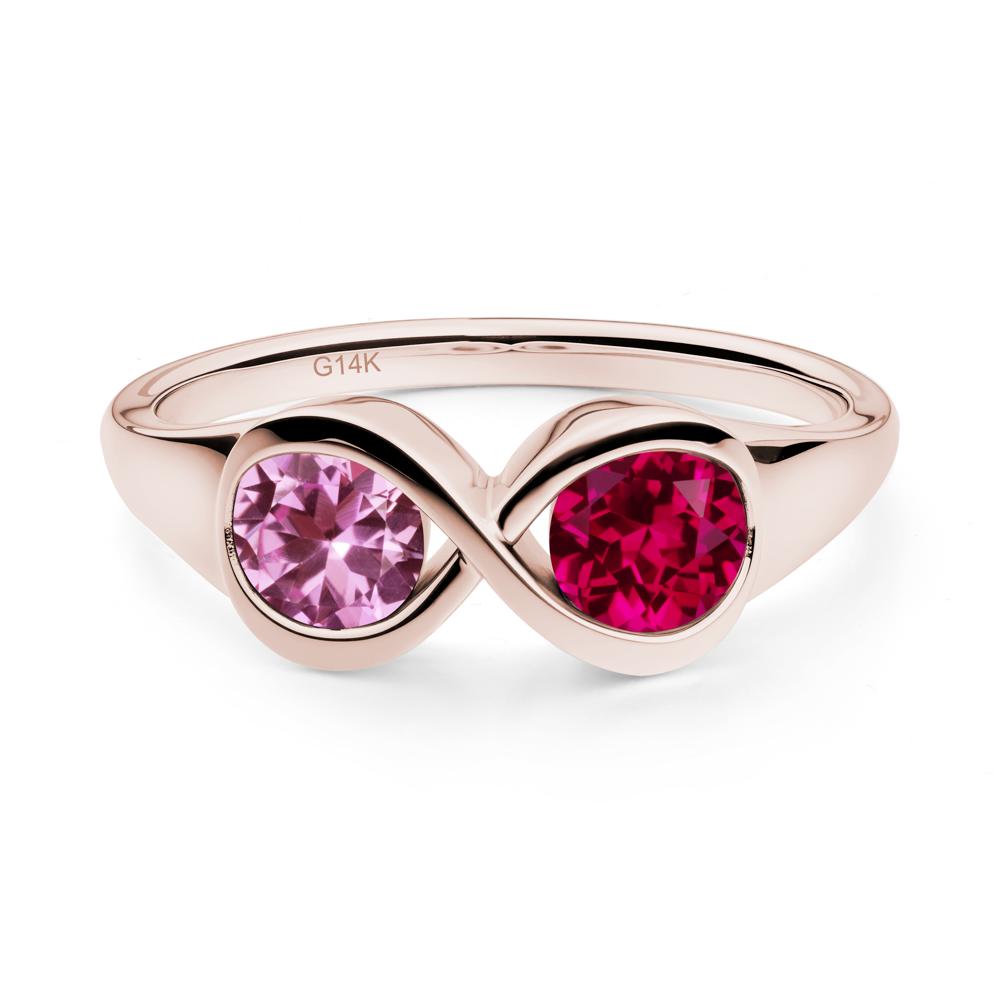 Pink Sapphire and Ruby Toi Et Moi Infinity Ring - LUO Jewelry #metal_14k rose gold